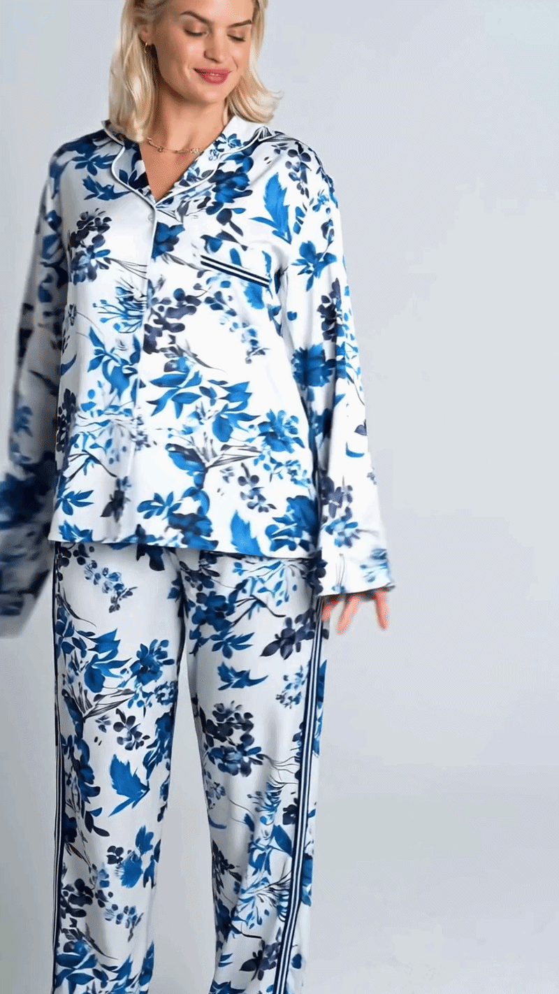 Blue Garden Cotton Pyjama Set