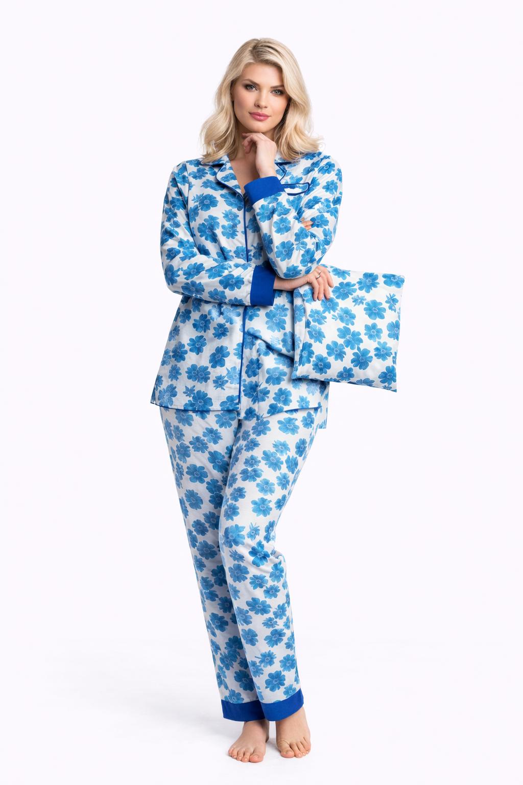 Blue Blossom Cotton Pyjama Set