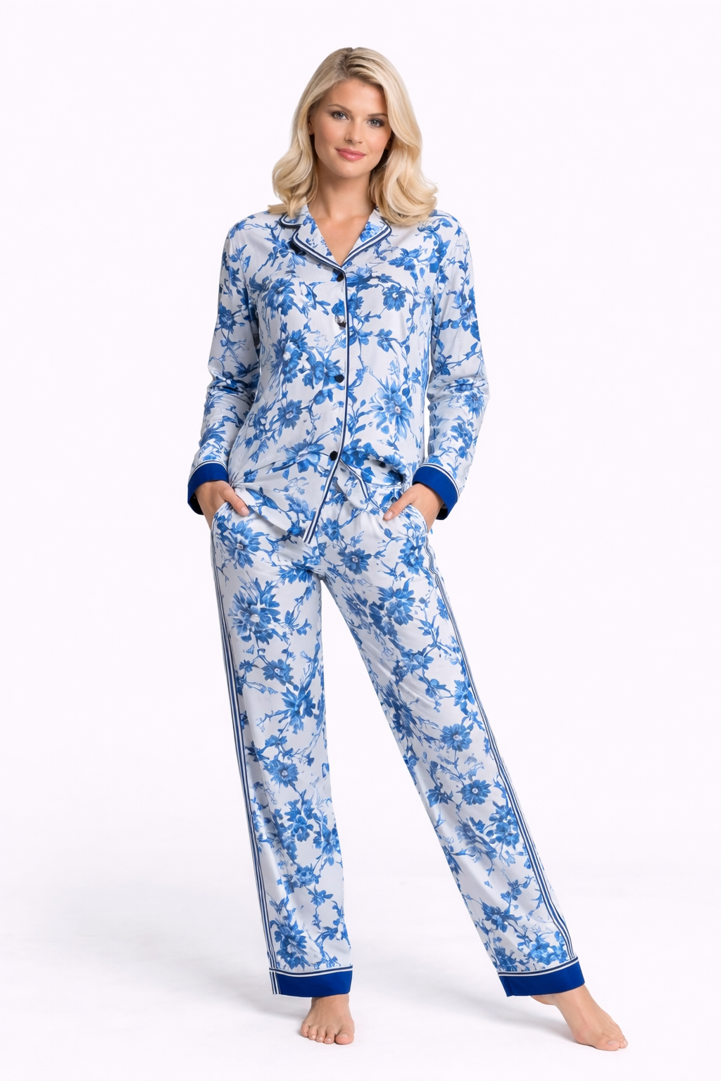 Blue Garden Cotton Pyjama Set