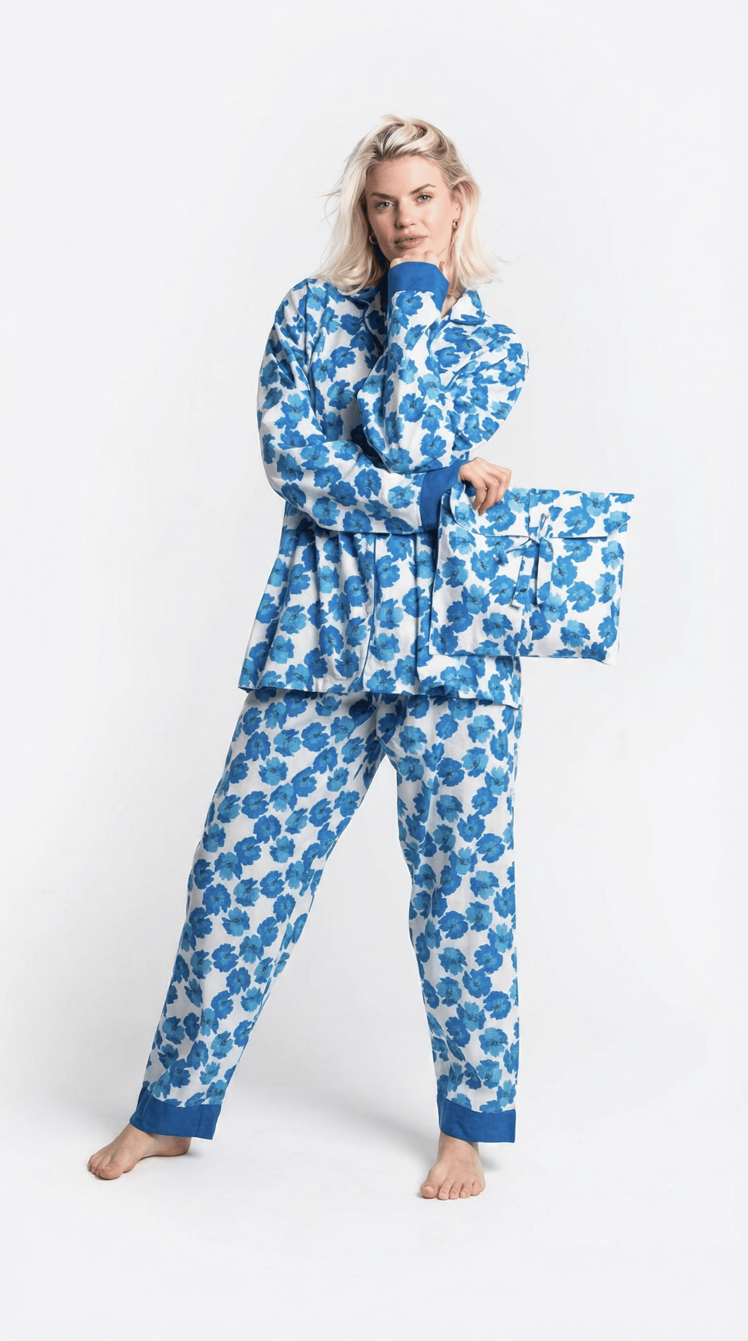 Blue Blossom Cotton Pyjama Set