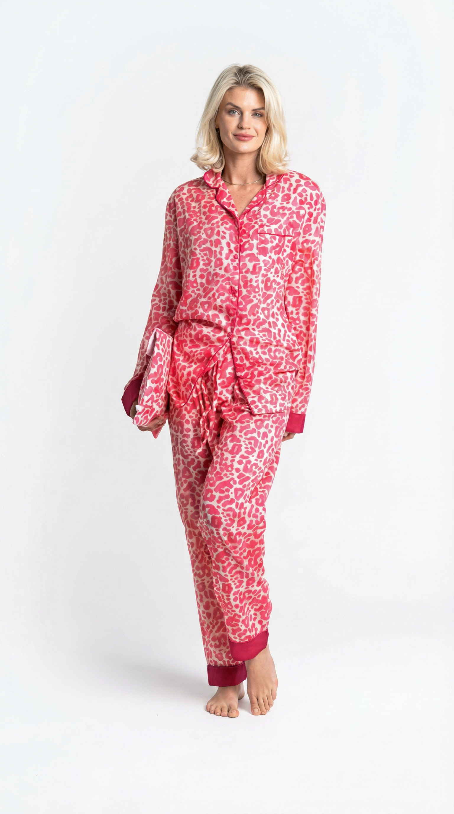 Pink Leopard Cotton Pyjama Set